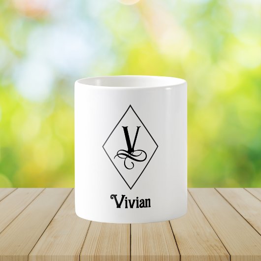 Elegant Geometric Initial Monogram V Kaffeetasse