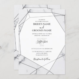 Elegant Geometric Marble Wedding Einladungen