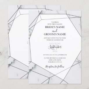 Elegant Geometric Marble Wedding Einladungen