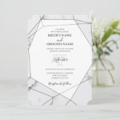Elegant Geometric Marble Wedding Einladungen (Stehend Vorderseite)
