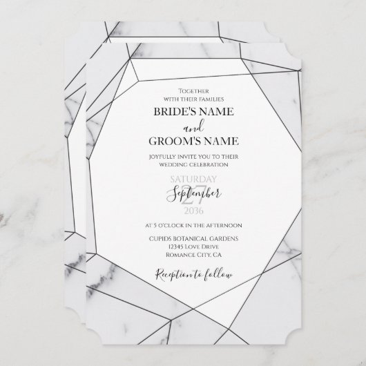 Elegant Geometric Marble Wedding Einladungen (Vorne/Hinten)