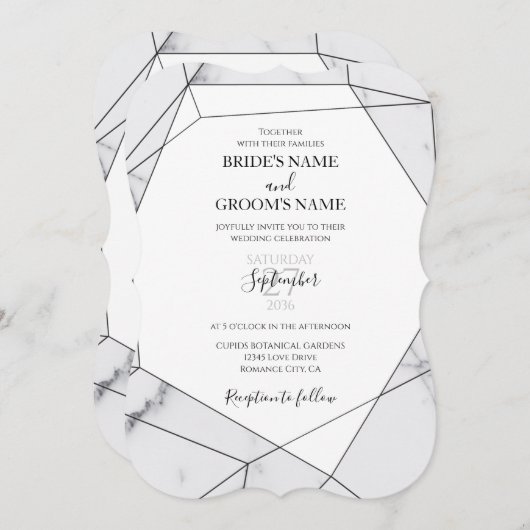 Elegant Geometric Marble Wedding Einladungen (Vorne/Hinten)