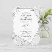 Elegant Geometric Marble Wedding Einladungen (Stehend Vorderseite)