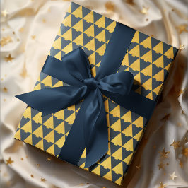 Elegant Geometric Navy Blue Christmas Tree Holiday Geschenkpapier