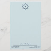 Elegant Geometric Navy Blue Monogram & Name Briefpapier (Vorderseite)