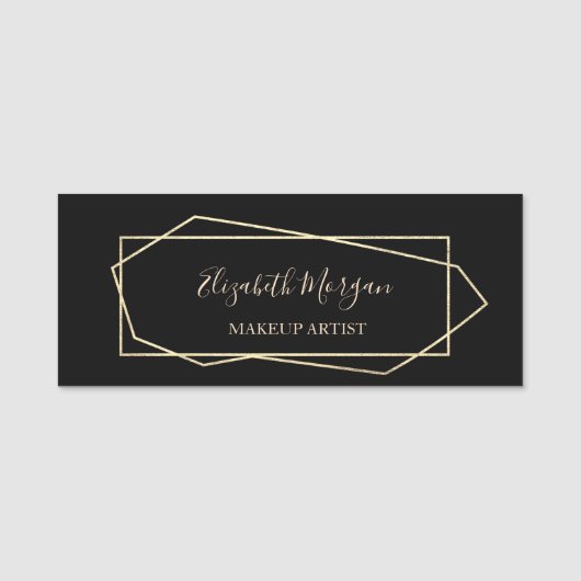 Elegant Geometric , Schwarz, Makeup artist Namensschild (Vorderseite)