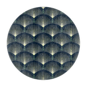 Elegant geometrisch: Blaues Art Deco. Schneidebrett