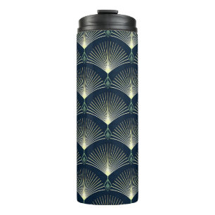 Elegant geometrisch: Blaues Art Deco. Thermosbecher