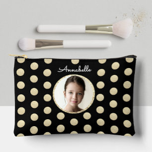 Elegant geometrisch schwarzes Gold-Glitter-Kreis-P Zubehörtasche