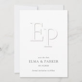 Elegant geprägte Fotohochzeit - Terminankündigung (Vorderseite)