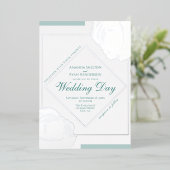 Elegant gepresste Silber-Rose Blumenhochzeit Folieneinladung (Stehend vorne)