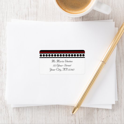 elegant gepunktete Red Accent Address Labels Adressaufkleber (Insitu)