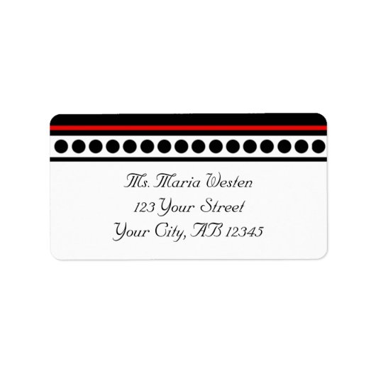 elegant gepunktete Red Accent Address Labels Adressaufkleber (Vorne)