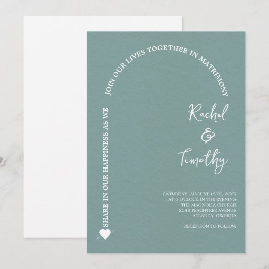 Elegant Gerahmt in Faith Dark Slate Gray Wedding Einladung (Vorne/Hinten)