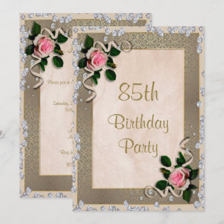 Elegant Gerahmt Rosa Rosen 85. Geburtstag Einladung