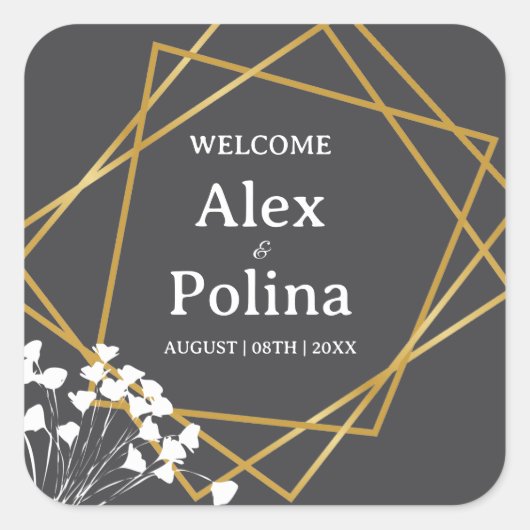 Elegant gerahmte Wildblumen Begrüßung Quadratischer Aufkleber (Vorderseite)