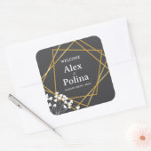 Elegant gerahmte Wildblumen Begrüßung Quadratischer Aufkleber (Umschlag)