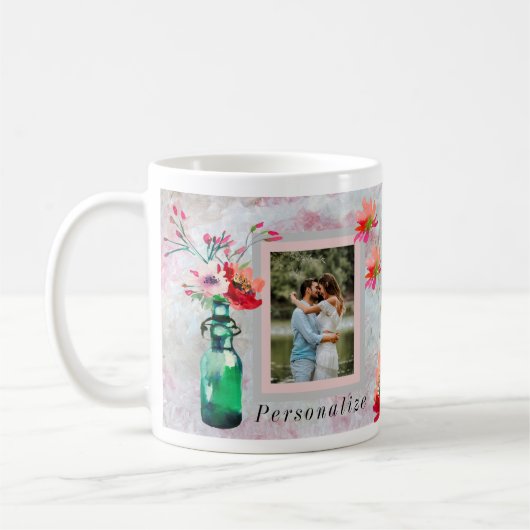 ELEGANT GERAHMTES FOTO FLORAL KAFFEETASSE (Links)