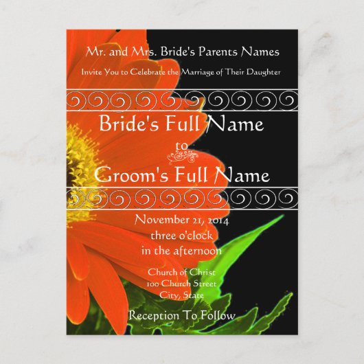 Elegant Gerber Daisy Wedding Einladung (Vorderseite)