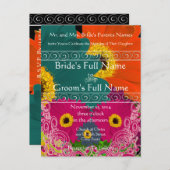 Elegant Gerber Daisy Wedding Invitation Wirbel Einladungspostkarte (Vorne/Hinten)