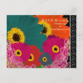 Elegant Gerber Daisy Wedding Invitation Wirbel Einladungspostkarte (Rückseite)