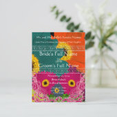 Elegant Gerber Daisy Wedding Invitation Wirbel Einladungspostkarte (Stehend Vorderseite)