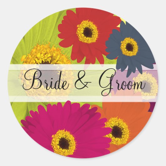 Elegant Gerber Daisy Wedding Stickers (Vorderseite)