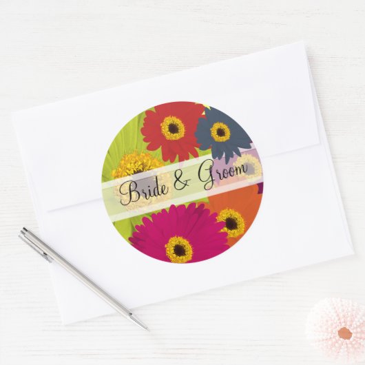 Elegant Gerber Daisy Wedding Stickers (Umschlag)