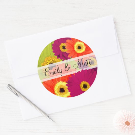 Elegant Gerber Daisy Wedding Stickers (Umschlag)