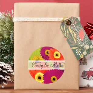 Elegant Gerber Daisy Wedding Stickers