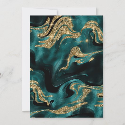 Elegant geschmolzen Aquamarin und Gold Glitzer 60. Einladung (Rückseite)