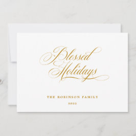 Elegant Gesegnete Holidays Gold Script Typografie Feiertagskarte