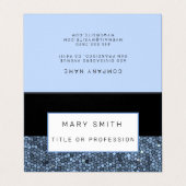 Elegant gestanztes Glas Schwarz Silber Blau Visitenkarten (Außenseite Aufgefaltet)