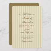 Elegant gestreift | Beige Classic Wedding Einladung (Vorne/Hinten)