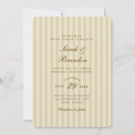 Elegant gestreift | Beige Classic Wedding Einladung