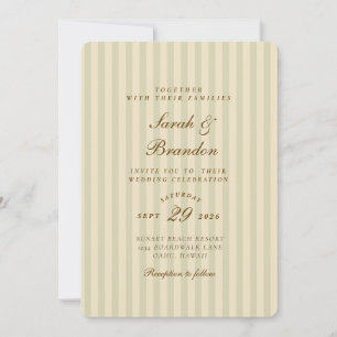 Elegant gestreift   Beige Classic Wedding Einladung