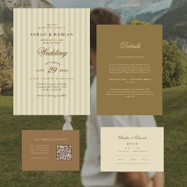 Elegant gestreift | Beige Classic Wedding Einladung