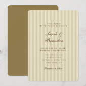 Elegant gestreift | Beige Classic Wedding Einladung (Vorne/Hinten)