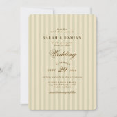 Elegant gestreift | Beige Classic Wedding Einladung (Vorderseite)
