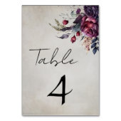 Elegant gestresste gotische Wasserfarbenflora Tischnummer (Rückseite)