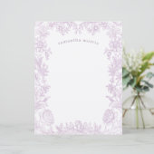 Elegant Gezeichnet Blumenlavender Writer Paper (Stehend Vorderseite)