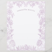 Elegant Gezeichnet Blumenlavender Writer Paper (Vorderseite)