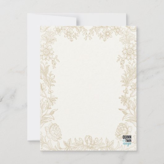 Elegant Gezeichnet floral Elfenbein Mitteilungskarte (Rückseite)