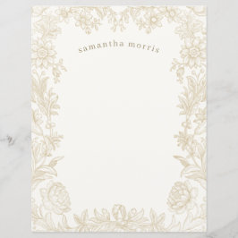 Elegant Gezeichnet florales Elfenbeinpapier