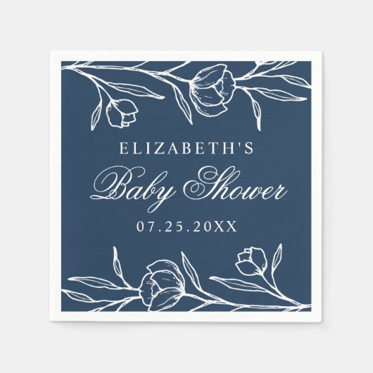 Elegant gezettelte Baby-Dusche der Blumensegel Serviette (Vorderseite)