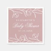 Elegant gezettelte Rose Dusty Baby Dusche Serviette (Vorderseite)