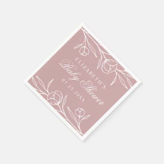 Elegant gezettelte Rose Dusty Baby Dusche Serviette (Ecke)