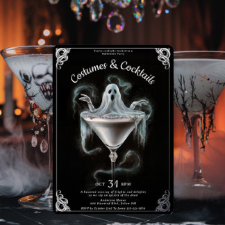 Elegant Ghost Martini Halloween-Party Folieneinladung