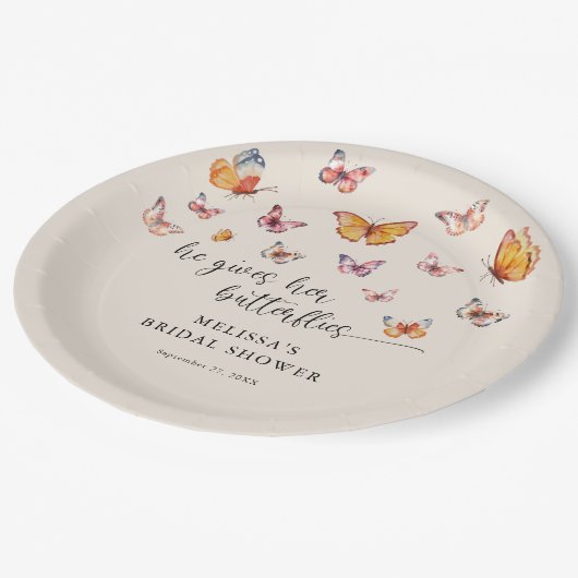 Elegant, gibt er mir Schmetterlinge Brautparty Pappteller (Schrägansicht)