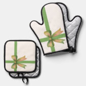 Elegant Gift Bow – Modern Christmas Design Ofenhandschuh & Topflappen-Set (Vorderseite/Rückseite)